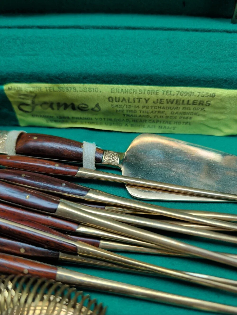 Vintage James Brass Bartender Set In Wood Case 11 Piece